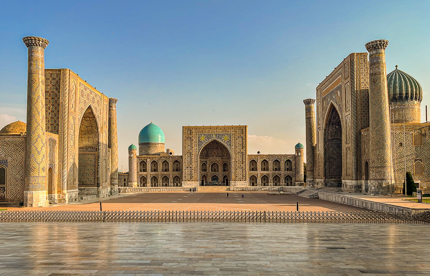 Registan Square, Samarkand at golden hour